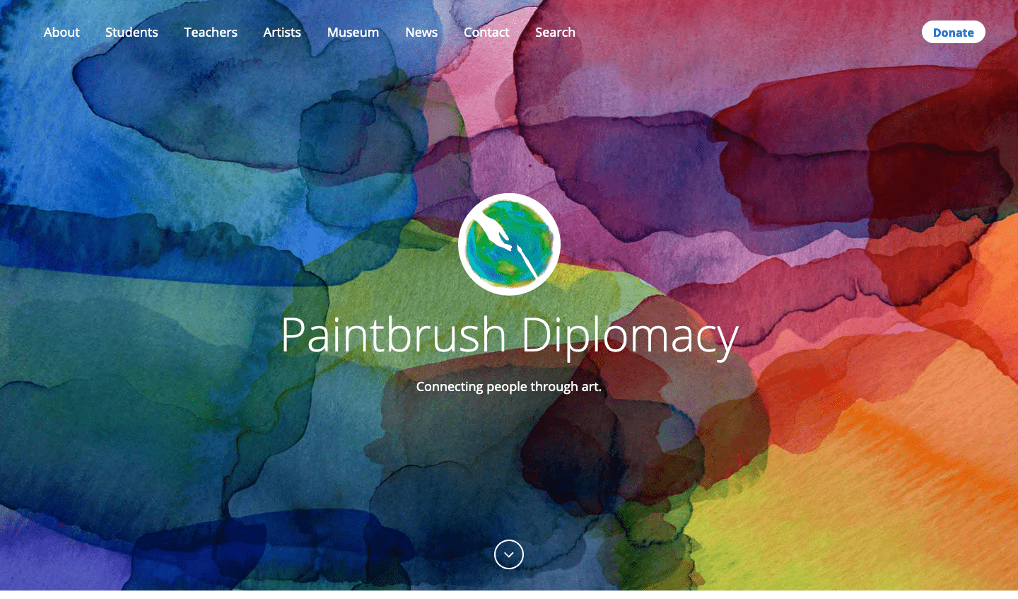 Screenshot of the Paintbrush Diplomacy website home page