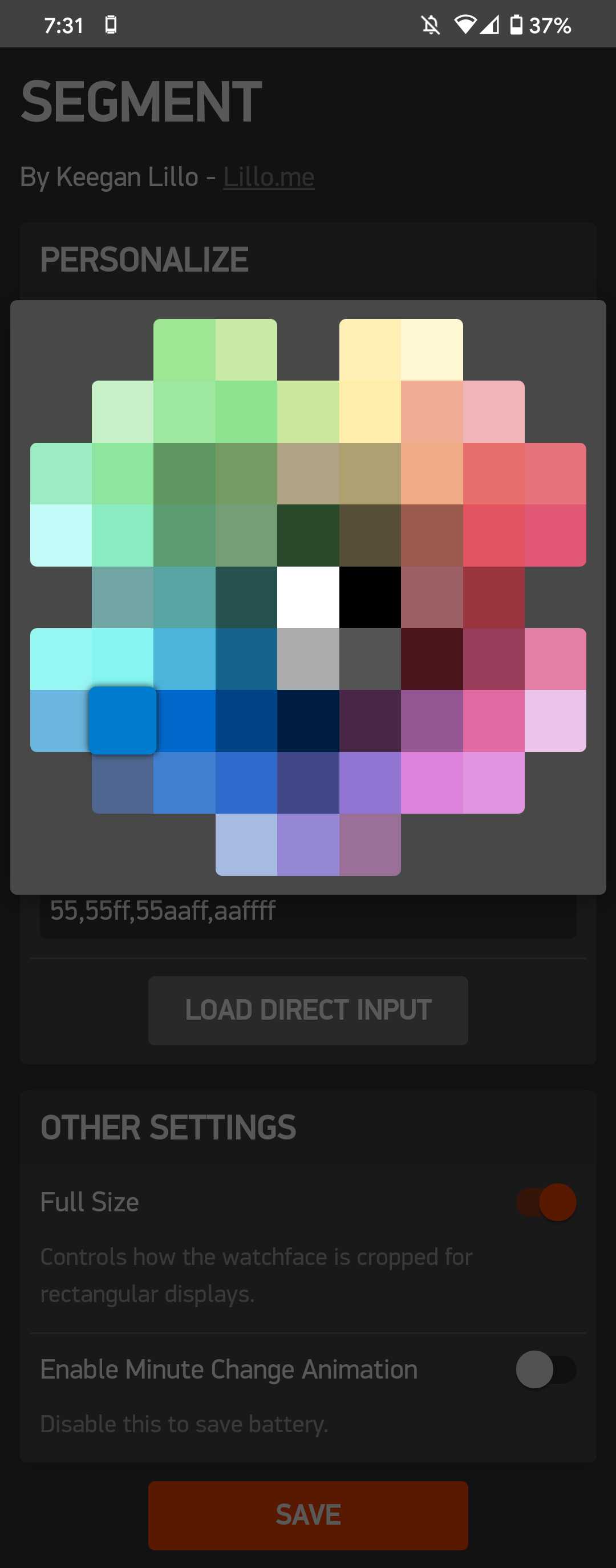 Screenshot of the Clay colour picker widget.